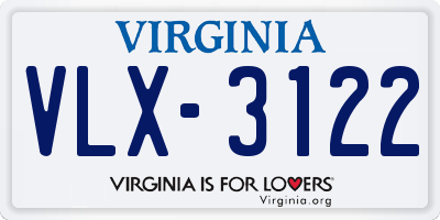 VA license plate VLX3122