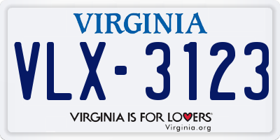 VA license plate VLX3123