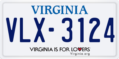 VA license plate VLX3124