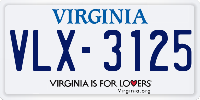 VA license plate VLX3125