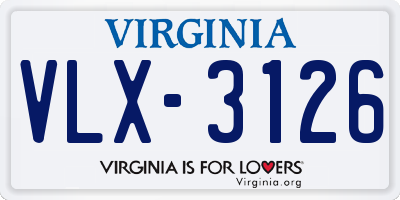 VA license plate VLX3126