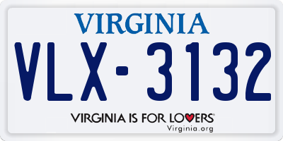 VA license plate VLX3132