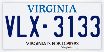 VA license plate VLX3133