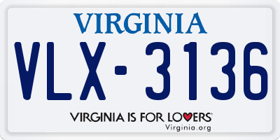 VA license plate VLX3136