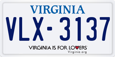 VA license plate VLX3137