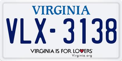 VA license plate VLX3138