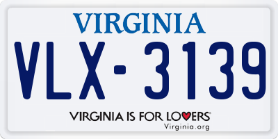 VA license plate VLX3139