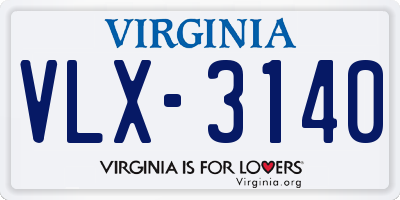 VA license plate VLX3140