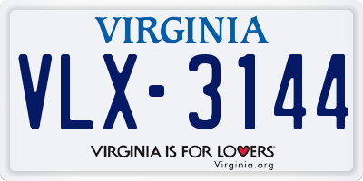 VA license plate VLX3144