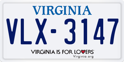 VA license plate VLX3147