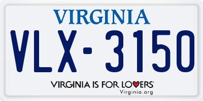 VA license plate VLX3150