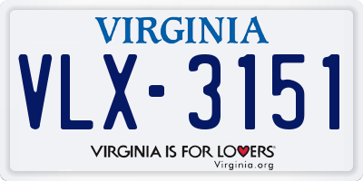 VA license plate VLX3151