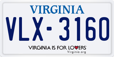 VA license plate VLX3160