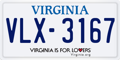 VA license plate VLX3167