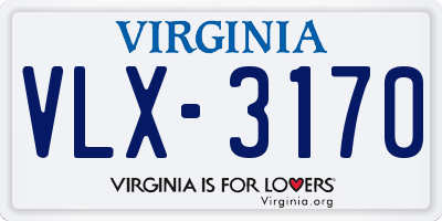 VA license plate VLX3170