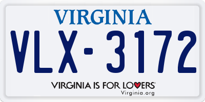 VA license plate VLX3172