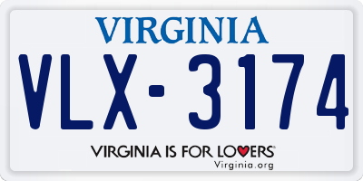 VA license plate VLX3174