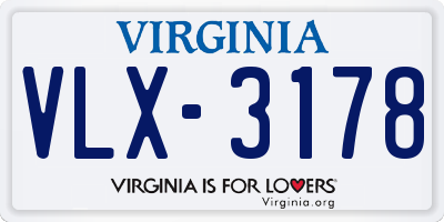 VA license plate VLX3178