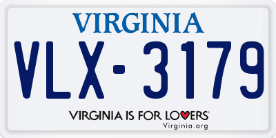 VA license plate VLX3179