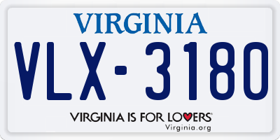 VA license plate VLX3180