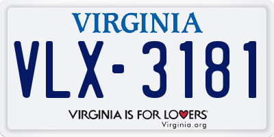 VA license plate VLX3181