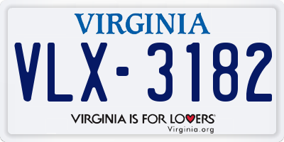 VA license plate VLX3182