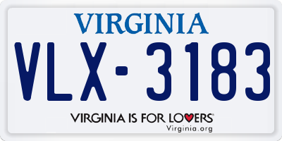 VA license plate VLX3183