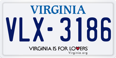 VA license plate VLX3186