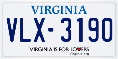 VA license plate VLX3190