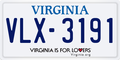 VA license plate VLX3191