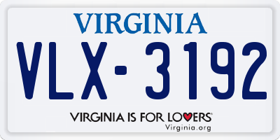 VA license plate VLX3192