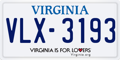 VA license plate VLX3193