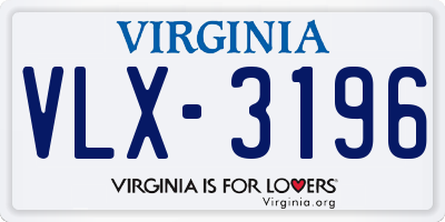 VA license plate VLX3196