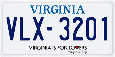 VA license plate VLX3201