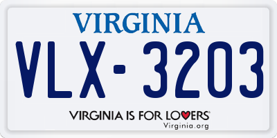 VA license plate VLX3203