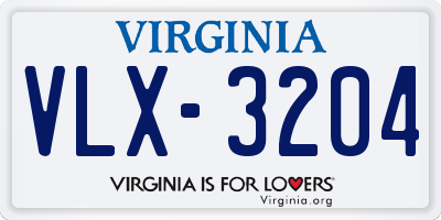 VA license plate VLX3204