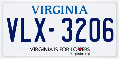 VA license plate VLX3206