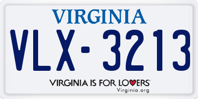 VA license plate VLX3213