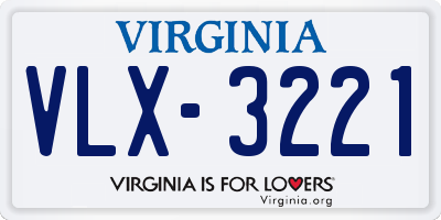 VA license plate VLX3221