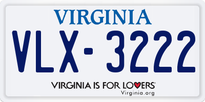 VA license plate VLX3222