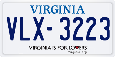 VA license plate VLX3223