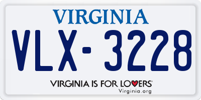 VA license plate VLX3228