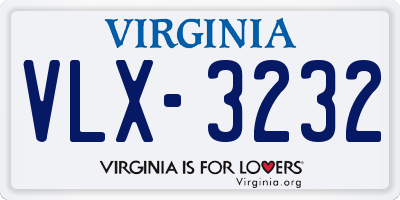 VA license plate VLX3232