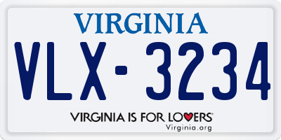 VA license plate VLX3234