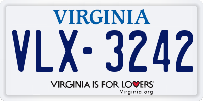 VA license plate VLX3242