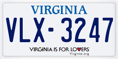 VA license plate VLX3247