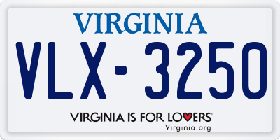 VA license plate VLX3250