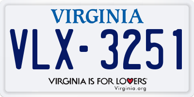 VA license plate VLX3251