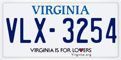 VA license plate VLX3254