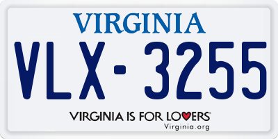 VA license plate VLX3255